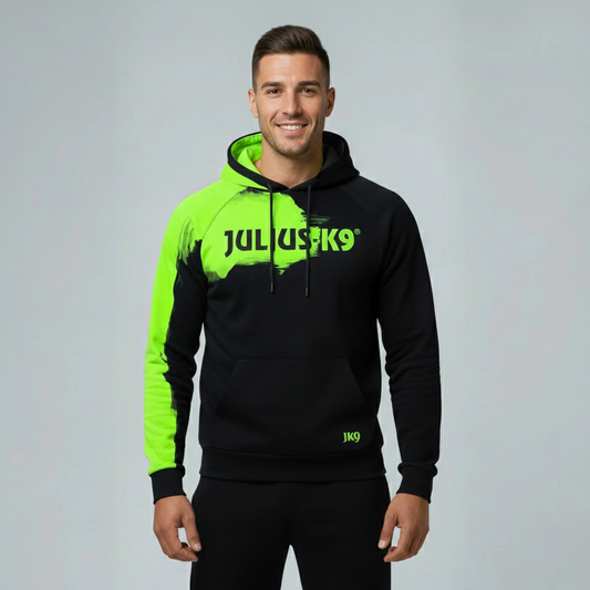 JULIUS-K9 JK9 NEON – Neon zöld-fekete kapucnis pulóver férfiaknak

