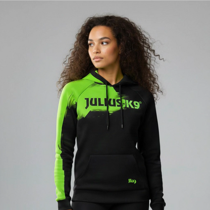 JULIUS-K9 JK9 NEON – Neon zöld-fekete kapucnis pulóver nőknek
