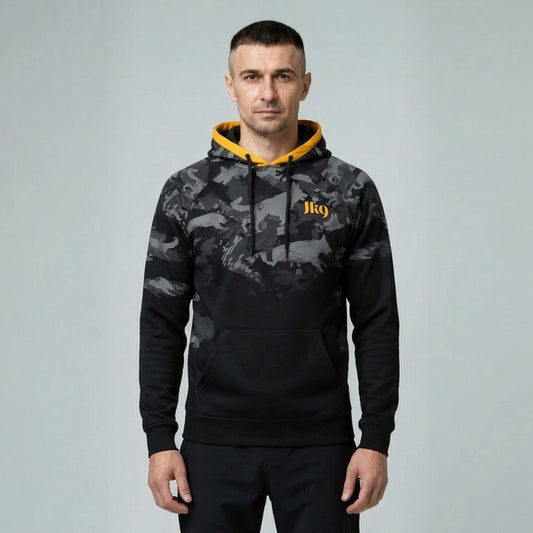 Német juhászos camouflage mintás kapucnis pulóver férfiaknak prémium minőségű anyagból