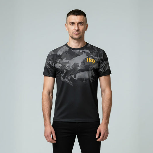  JK9 camo mintás rövid ujjú németjuhász póló