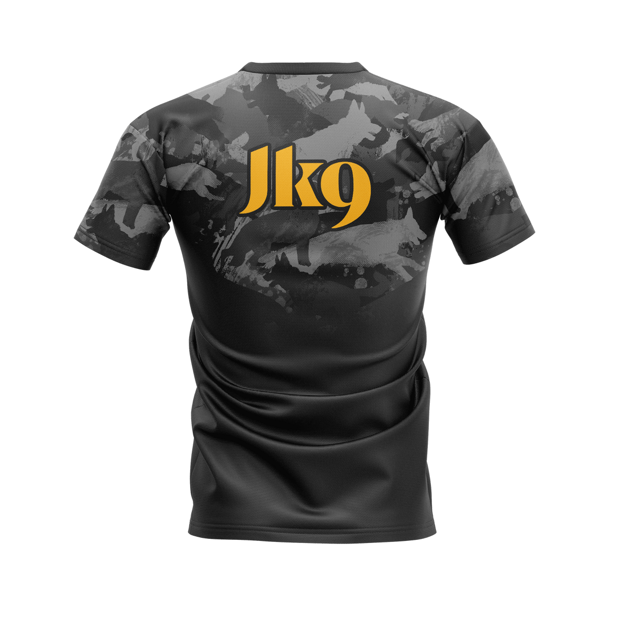 Németjuhász mintás camouflage rövid ujjú póló, tartós szublimációs nyomtatással