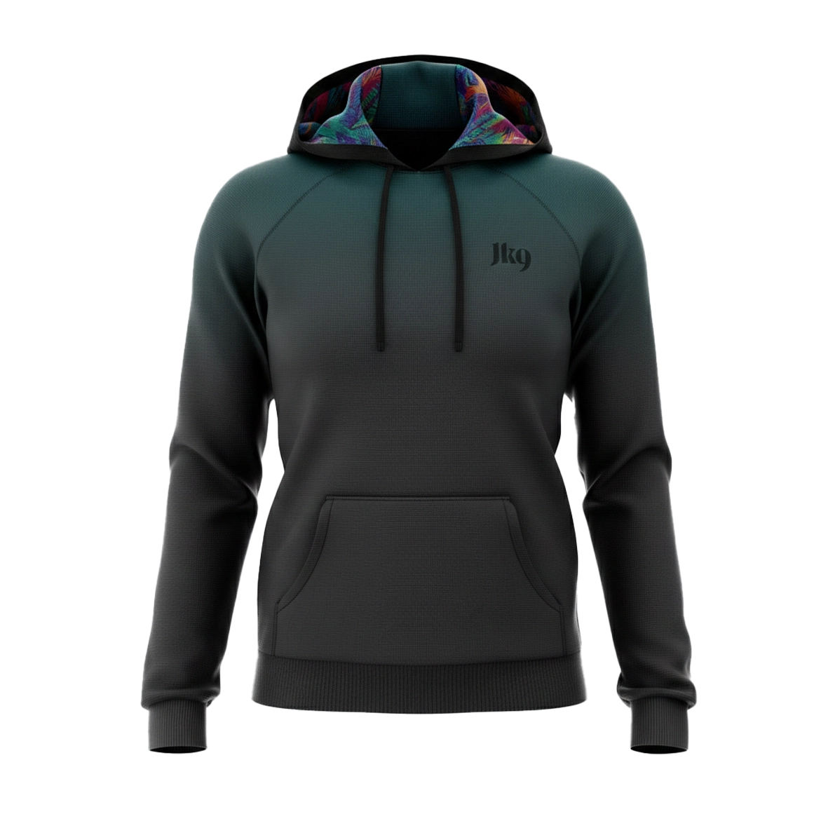 Prémium kapucnis pulóver trópusi pálmamintával, sportos és urbánus stílusban, tartós szublimációs nyomattal, HOODIE VIBE.