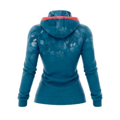 JK9 PAW HOODIE női kapucnis pulóver mancs mintával, pamut-poliészter, 